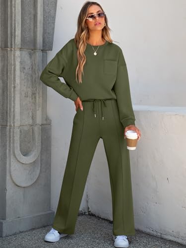 ANRABESS Women 2 Piece Set Long Sleeve Sweatsuit Sweatpants Tracksuit Sweat Casual Matching 2025 Travel Fall Trendy Outfits2