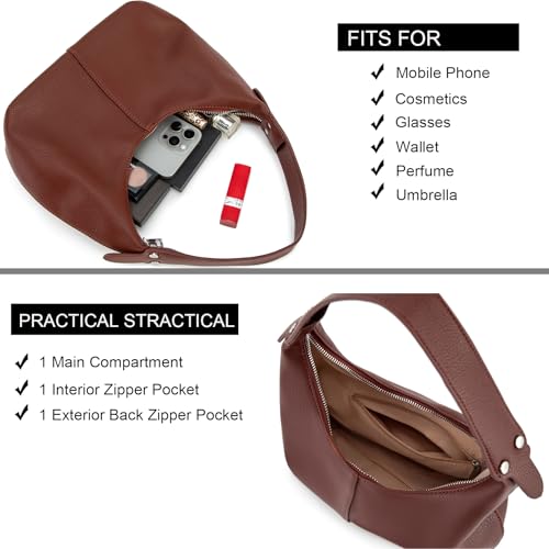 Image of Crescent Shoulder Bags for Women Vegan Leather Hobo Handbag Slouchy Tote Purses