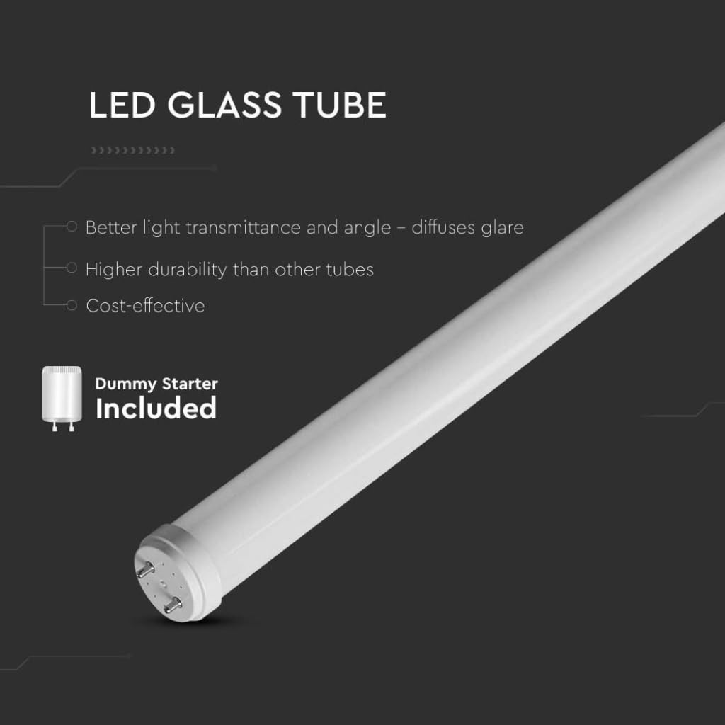 V-TAC 1221 18W LED Glass Tube 120cm 6500K G13 100LM/W (25 units)
