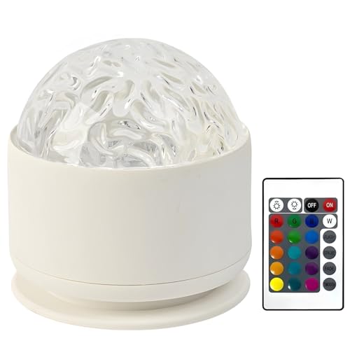 Rotating Ocean Wave Projector, Bedroom Mood Light, Dynamic Water Lamp with Remote, Adjustable Brightness, Plastic Shell