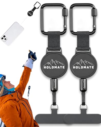 Holdmate - Phone Lanyard Retractable Phone Tether Anti-Drop Safety Lanyard For Iphone & Smartphones Locking Clip & 360 Swivel Secure Holder For Skiing Hiking Cycling Travel (2)
