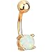 Surgical Steel Rose Gold Plated Simulated White Opal Gemstone Belly Button Ring