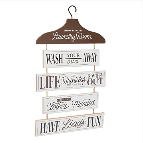 Lessons from The Laundry Room Sign Funny Hanging Wooden Wall Plaque, Cute Laundry Room Décor and Accessories for Bathroom, Farmhouse-Style Home Decor (5 Pieces, 12×20 in)