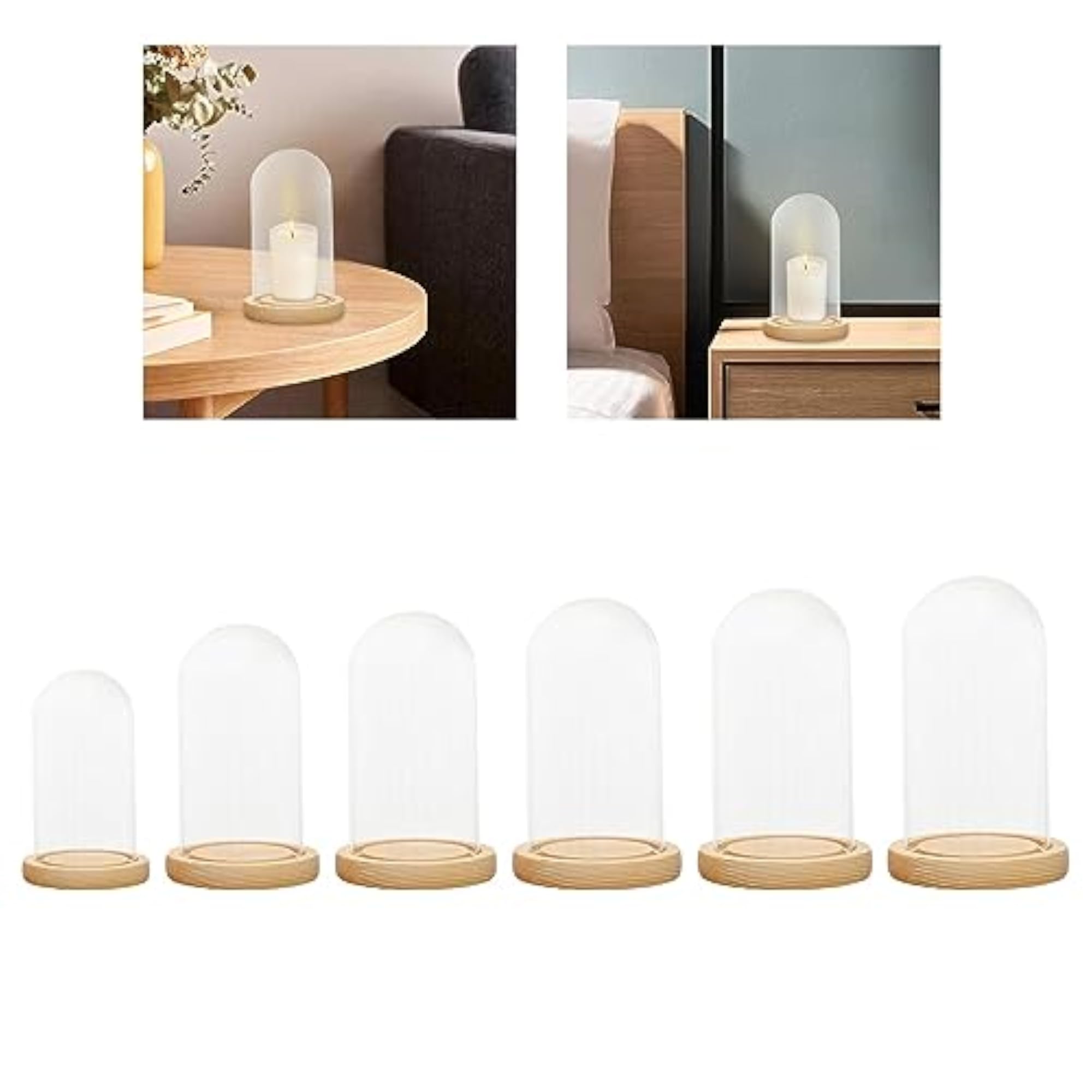 Clear Glass Dome Cover Stand with Wood Base