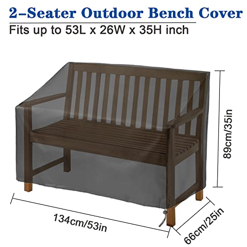 Outdoor Bench Cover Waterproof For 2-Seater Outside Garden Park Patio Loveseat Furniture Bench Covers 53L X 26W X 35H Inch (Black) #TOP2
