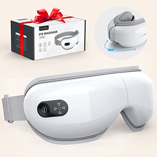 Eye Massager with Heat for Migraine Improve Sleep, Relieve Eye Strain Dry Eye Dark Circles Eye Bags, Bluetooth Music Rechargeable Compression Heated Eye Massager Portable, Relaxation Gifts for Mom Dad