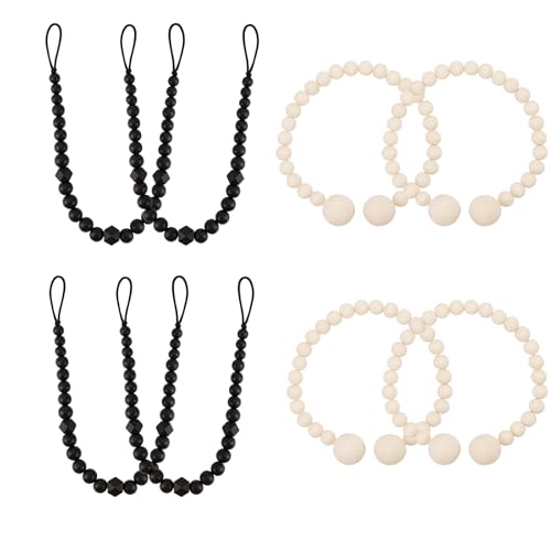 Wood Bead Curtain Tiebacks, 8 Pack Curtain Tie Backs for