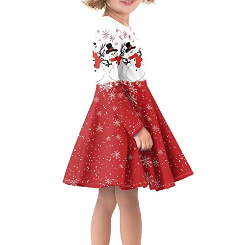 Showudesigns Girls Dresses 3-16 Years Long Sleeve Dress Twirly Stretch A-Line Dress4