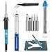 Vastar Soldering Iron Kit, Full Set 60W 110V Soldering Welding Iron Kit - Adjustable Temperature, 5pcs Different Tips, Desoldering Pump, Stand, Anti-static Tweezers and Additional Solder Tube