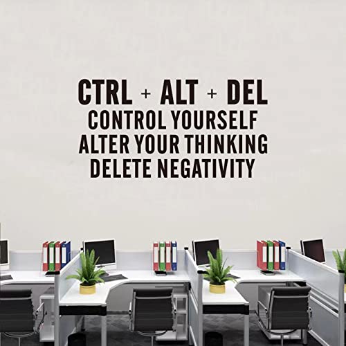 SEATUNE Inspirational Quotes Wall Stickers - Office Gym Motivational Wall Decals - Office Desk School Classroom Positive Home Vinyl Art Wall Decor - CTRL+ALT+DEL 21"X11"