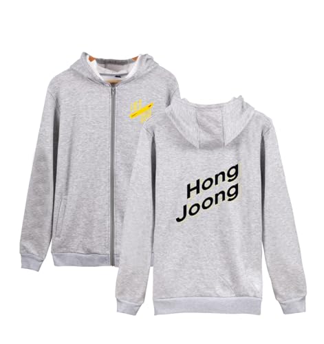 Xkpopfans Kpop Hoodie Treasure Pullover Hongjoong San Yunho Zipper Sweatshirt Coat Gray Hongjoong 4XL