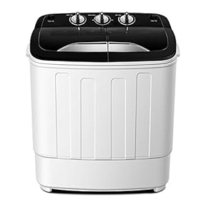 Think Gizmos Portable Washing Machine – Twin Tub Washer Machine with Wash and Spin Cycle Compartments – Includes Lint…