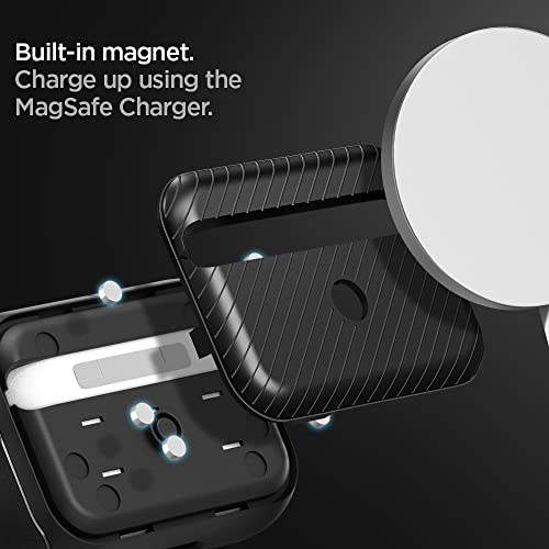Spigen Mag Armor (Magfit) Designed For Airpods Pro Case Magsafe Compatible Case Cover With Keychain (Magnets Embedded) - Matte Black #TOP4