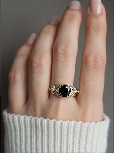 Image of Gemstone Vintage Rings for Women s925 Sterling Silver Round Cut 1.0 Carat Gemstone with Moissanite Promise Engagement Anniversary Ring for Her