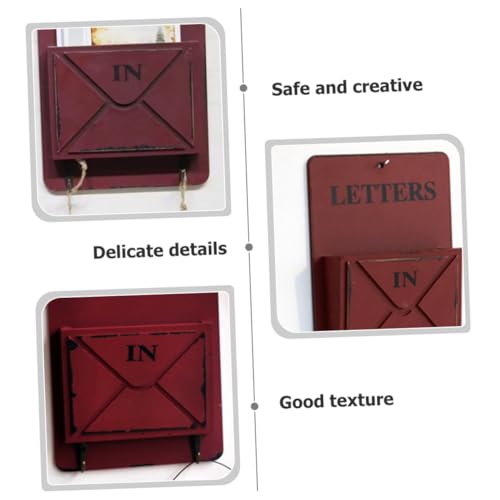 Porte-courrier mural vintage rouge, un support décoratif d'exception - 7