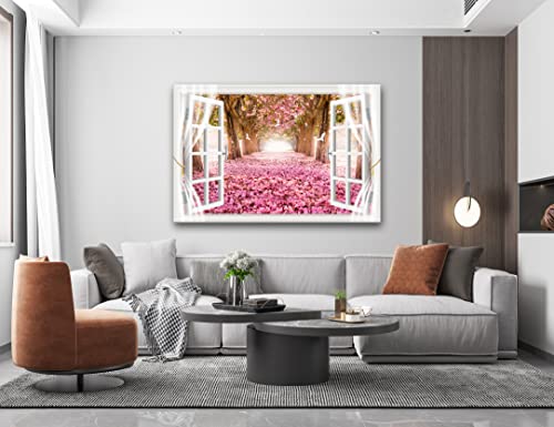 Cao Gen Decor Art-Ah40169 Wall Art Canvastrees And Pink Rose Paintings Printed Pictures Stretched And Framed Ready To Hang For Home Decorations Kithchen Bedroom Office Wall Decor Artwork 24X36Inch #TOP4
