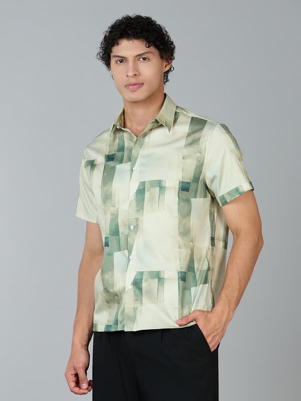 Image of MARK & ALBERT Men's 100% Cotton Printed Half Sleeves Regular Fit Shirt for Men