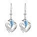 Produktbild Inecklaced 925er Silber Ohrringe Damen, Blue Opal Dolphin Herzförmige Ohrclips Kreativer Tieranhänger Im Europäischen Stil, Partygeschenk, Hypoallergenes Schmuckzubehör Mit Durchbohrtem Ohrknochen