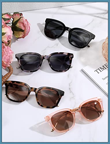 Xuhal 4 Pairs Polarized Sunglasses for Women Men Classic Square Trendy Sunglasses for Women Boys Girls UV Protection Lens Sunnies Vintage Eyewear Retro Trendy Shades Sun Glasses, 4 Styles4