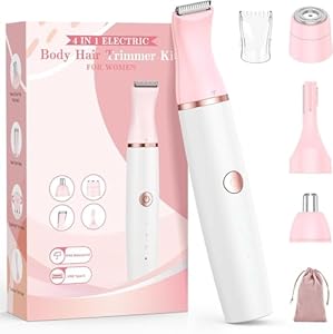 Nasenhaartrimmer, Augenbrauenrasierer, Gesichtshaarentferner & Bikini Trimmer für Frauen: 4-in-1 Rasierer Damen Elektrisch, Perfekt für präzise Haarentfernung im Intimbereich, Gesicht und Nase/Ohr