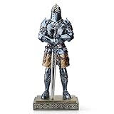Amoysanli Medieval Knight Statue King's Guard Medieval Decor Polyresin Knight Swordsman Armor Statue Top Collection as Gift 15.12 Inch (Blue)