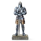 Amoysanli Medieval Knight Statue King's Guard Medieval Decor Polyresin Knight Swordsman Armor Statue Top Collection as Gift 15.12 Inch (Blue)