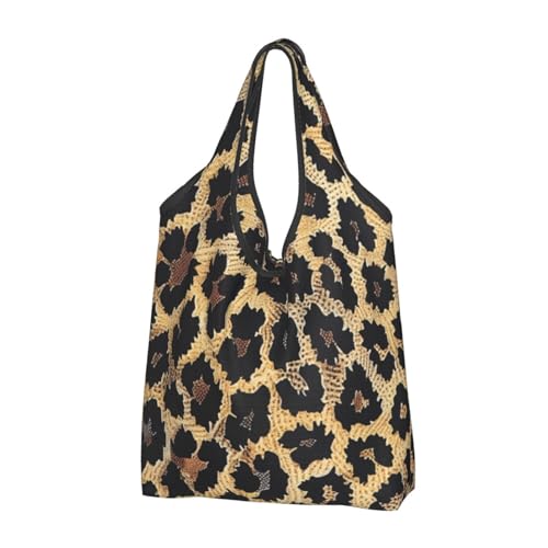 Sac à provisions réutilisable léopard noir en lot de 3 cabas lavables