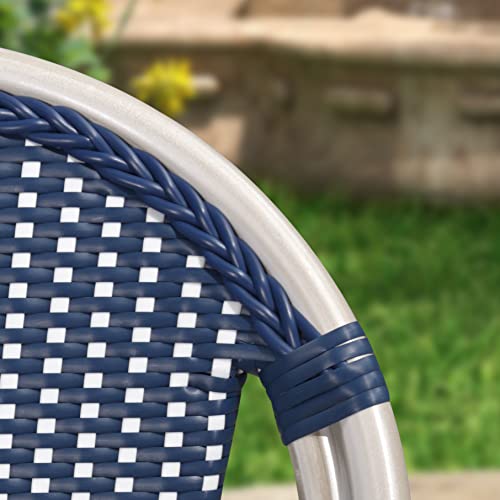 Image of PURPLE LEAF French Bistro Dining Chairs Set of 4, White Finish, Deep Blue
