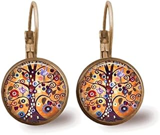 Brincos de árvore, brincos de azulejo, árvore da vida, joias com contas, brincos de latão, joias de latão, joias de prata, presente de amor