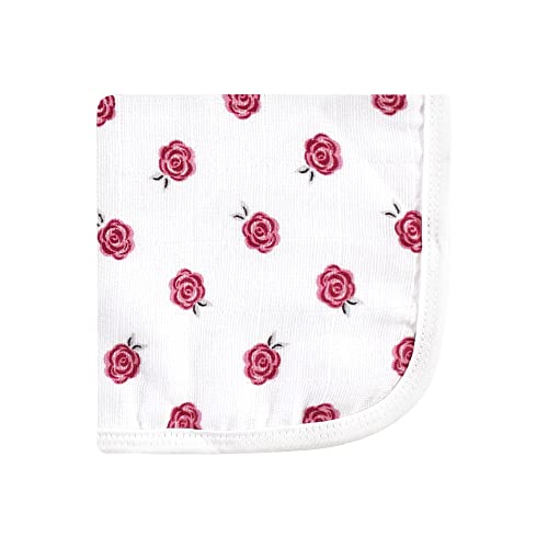 Image of Hudson Baby Unisex Baby Cotton Muslin Washcloths, Rose, One Size