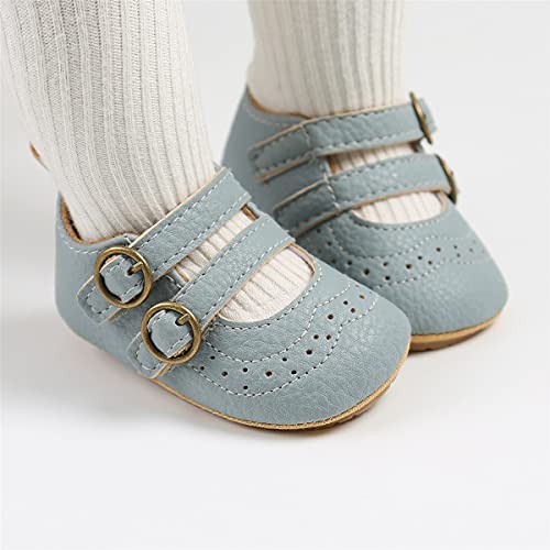Ihpcare Infant Baby Shoes Girls Mary Jane Flats Non-Slip Soft Sole Princess Wedding Dress Shoes Baby Sneaker, 01 Light Blue, 6-12 Months Infant #TOP1