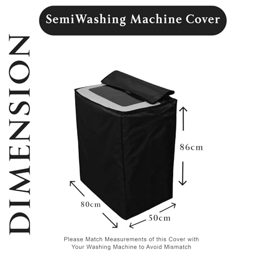 Image of Polyester Washing Machine Cover Compatible for LG 6 KG Semi-Automatic Top Loading P6001RG, Black
