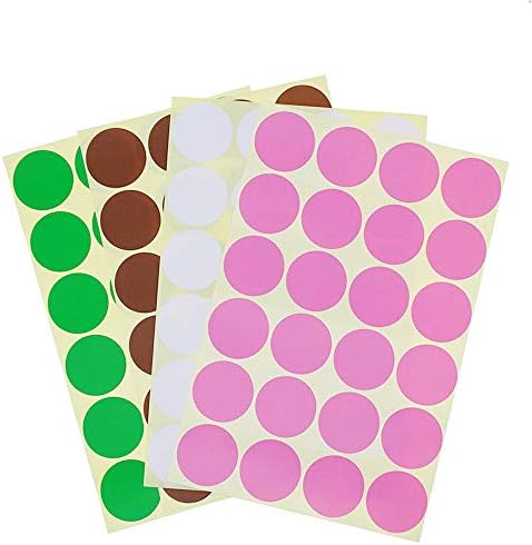 LJY 32mm Large Sticky Round Dot Stickers Color Coding Labels, 12 Different Assorted Colors Dot Labels, 24 Sheets