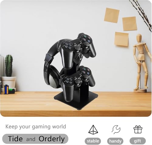 Image of Controller Holder 2 Tier, Controller and Headset Aluminum Stand for Gaming Desk, Stronger Snap-on Construction Hanger for All Universal Gaming PC Accessories