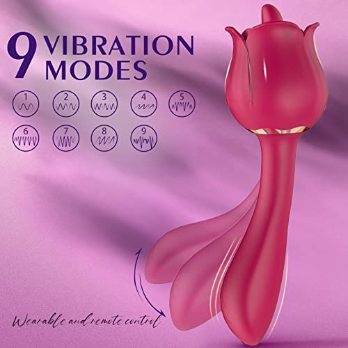 Rose Toy Vibrator For Women, Clitoral Tongue Licking Toy Mini Small Vibrators With 7 Modes & 9 Powerful Vibration, Nipples Clitorals Stimulator For Women, Tongue Licker Adult Sex Toys For Couples-Tall #TOP1