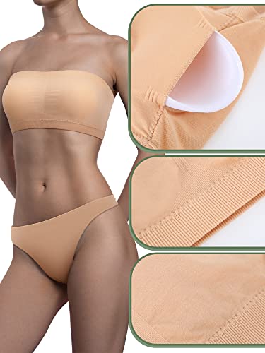 6 Pack Strapless Bra For Women, Padded Seamless Bandeau Bra With Support Wire Free Tube Top Non Slip Bralette For Women Girls (Medium) #TOP4