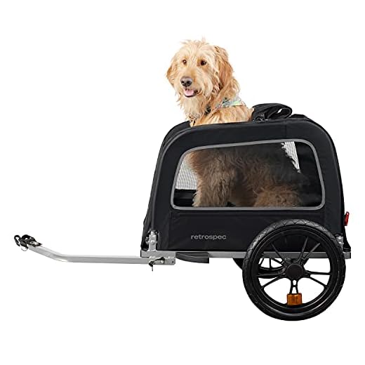 Retrospec Rover Hauler Pet Bike Trailer - Small & Medium Sized Dogs Bicycle Carrier - Foldable Frame with 16 Inch Wheels - Non-Slip Floor & Internal Leash - Black, One Size