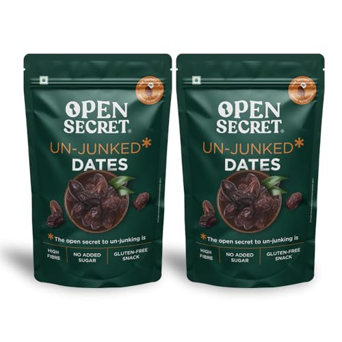 Open Secret Dates 800g Value Pack | Khajoor/Khajur Dry Fruit | Healthy & Nutritious Snack | Rich in Protein & Vitamins | High Fibre, No Added Sugar | Gift for Ramzan/Ramadan | (400g Pack of 2)
