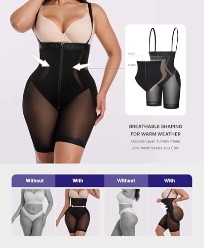 Image of SHAPELLX Fajas Colombianas Shapewear for Women Tummy Control Postpartum Faja Body Shaper Butt Lifting Shorts Bodysuit
