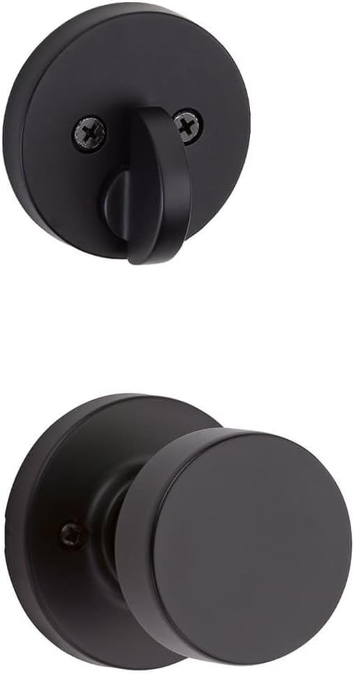 Kwikset 971PSKRDT-514 Single Cylinder Interior Pismo Knob Trim with Round Rose Matte Black Finish