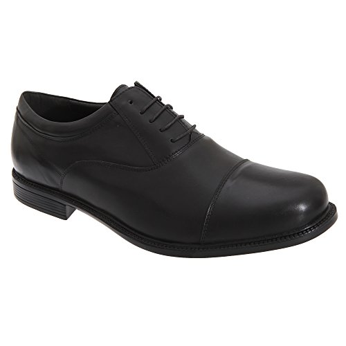 Roamers Clark Mens Leather Fuller Fitting Capped Oxford Shoes Black