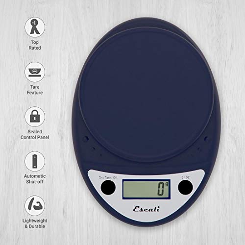 Escali Primo Digital Food Scale Multi-Functional Kitchen Scale And Baking Scale For Precise Weight Measuring And Portion Control, 8.5 X 6 X 1.5 Inches, Royal Blue #TOP2