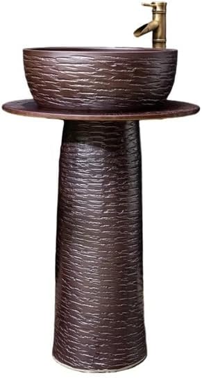 Pedestal Sinks Retro Column Sink Wash Basin Balcony Floor-Standing Home Bathroom (A)