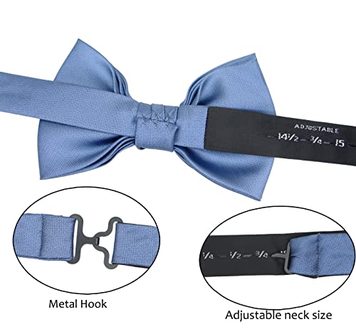 Ocia Mens Pre-Tied Solid Bowtie Adjustable Formal Tuxedo Bow Tie For Wedding Party Dusty Blue #TOP2