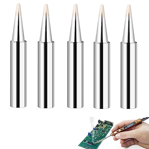 Puntas de Soldadura,Puntas de Repuesto para Soldador,Puntas de Soldador,900M-T-B Kit de Punta de Soldadura Reemplazable,5pcs Puntas de Herramient de Hierro Soldador de Cobre para Fabricación Artesanal