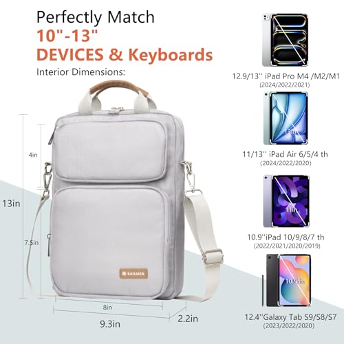Image of 10-13 Inch Tablet Sleeve Bag, Ipad Bag for 13 In /11 in New iPad Pro M4 & 13 in Air M2 2024,iPad Pro 12.9 M2&M1,Ipad 10.9,Galaxy Tab S8+ /S9+ 12.4,with Removable Shoulder Strap(Silver)
