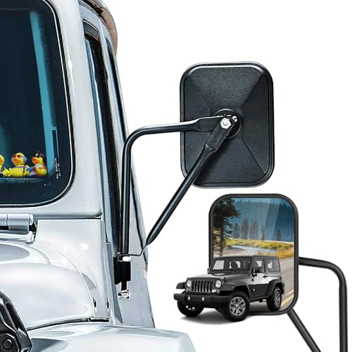 CALBEAU Mirrors Doors Off, 2 Pack Square Adventure Side View Mirrors for Jeep Wrangler CJ YJ TJ JK...