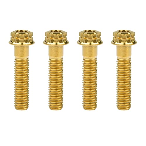 Image of Titanium Flange 12 Point Head M8 x15 20 25 30 35 40 45 50 55 60 65mm Screw Bolt Pack of 4 (M8x35mm, Gold)