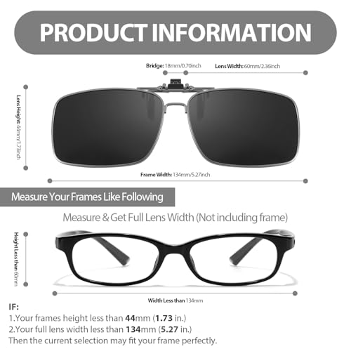 Myiaur Clip on Sunglasses Over Prescription Glasses for Men Women Polarized Flip Up Glasses UV400 Protection Metal Frame4
