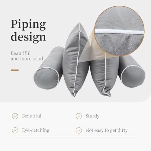 Image of Outdoor Daybed Cushion Cover Twin, Twin Size Outdoor Daybed Mattress Bolster Pillow Fitted Sheet Cover (75 * 39 * 6in, Light Grey)